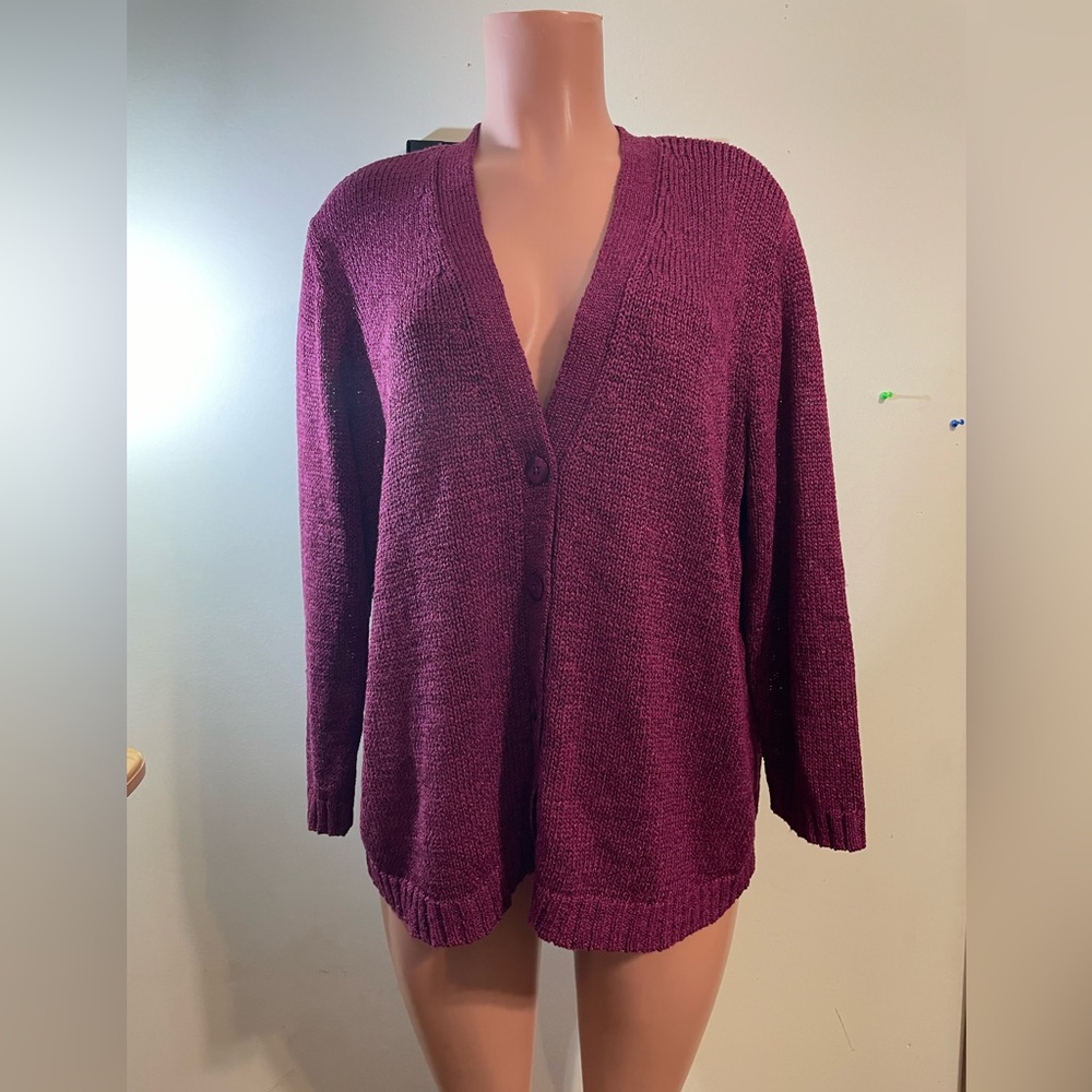 Appleseed’s women’s 1X‎ cardigan sweater burgundy